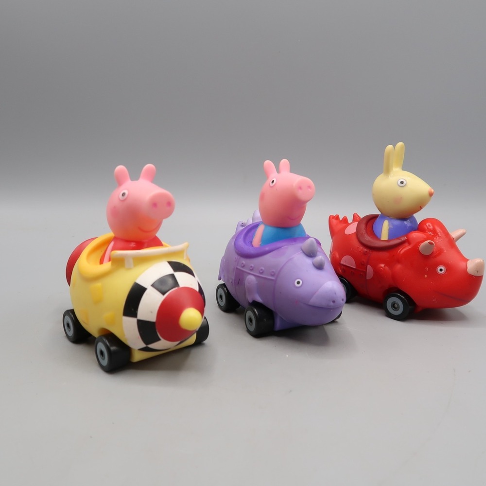 Peppa Pig Mini Buggies Racers Cars Peppa Dinosaur Lot of 3 Toys Figures